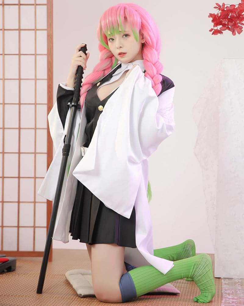 鬼滅の刃 甘露寺蜜璃 コスプレ フルセット 衣装 ウィッグ 鬼滅の刃 甘露寺蜜璃コスプレウィッグ ＋ セット